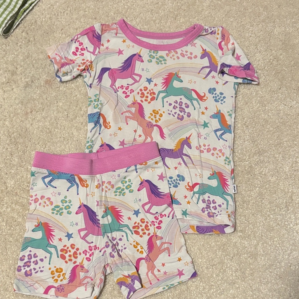 Little Sleepies Rainbow Unicorn Pajama Set - Pink and Purple